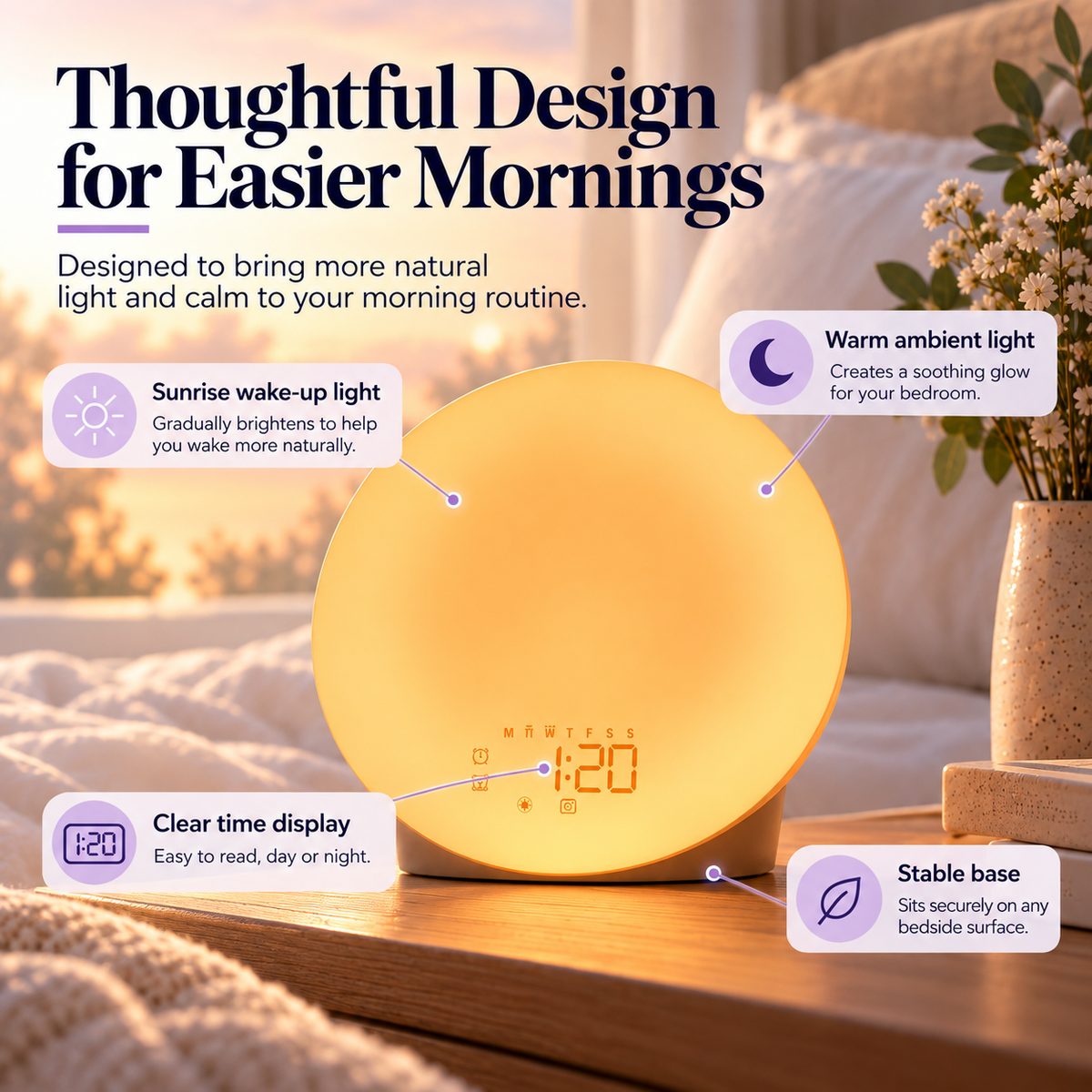 SMART Sunrise Wake Up Alarm Clock